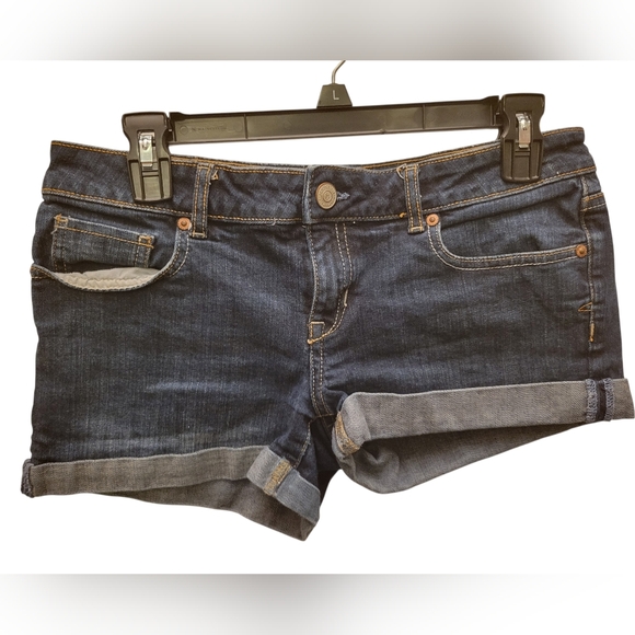 Aeropostale Pants - Aeropostale Dark Blue Rolled-Hem Denim Shorts